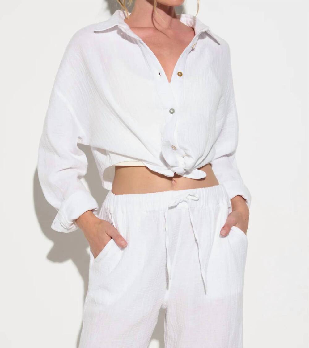 NEW SPIRITUAL GANGSTER willow gauze button down shirt in white